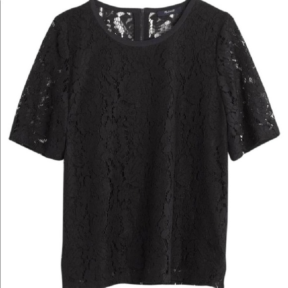 NWOT Madewell Lace Refined Tee Blouse short sleeve - Picture 3 of 8